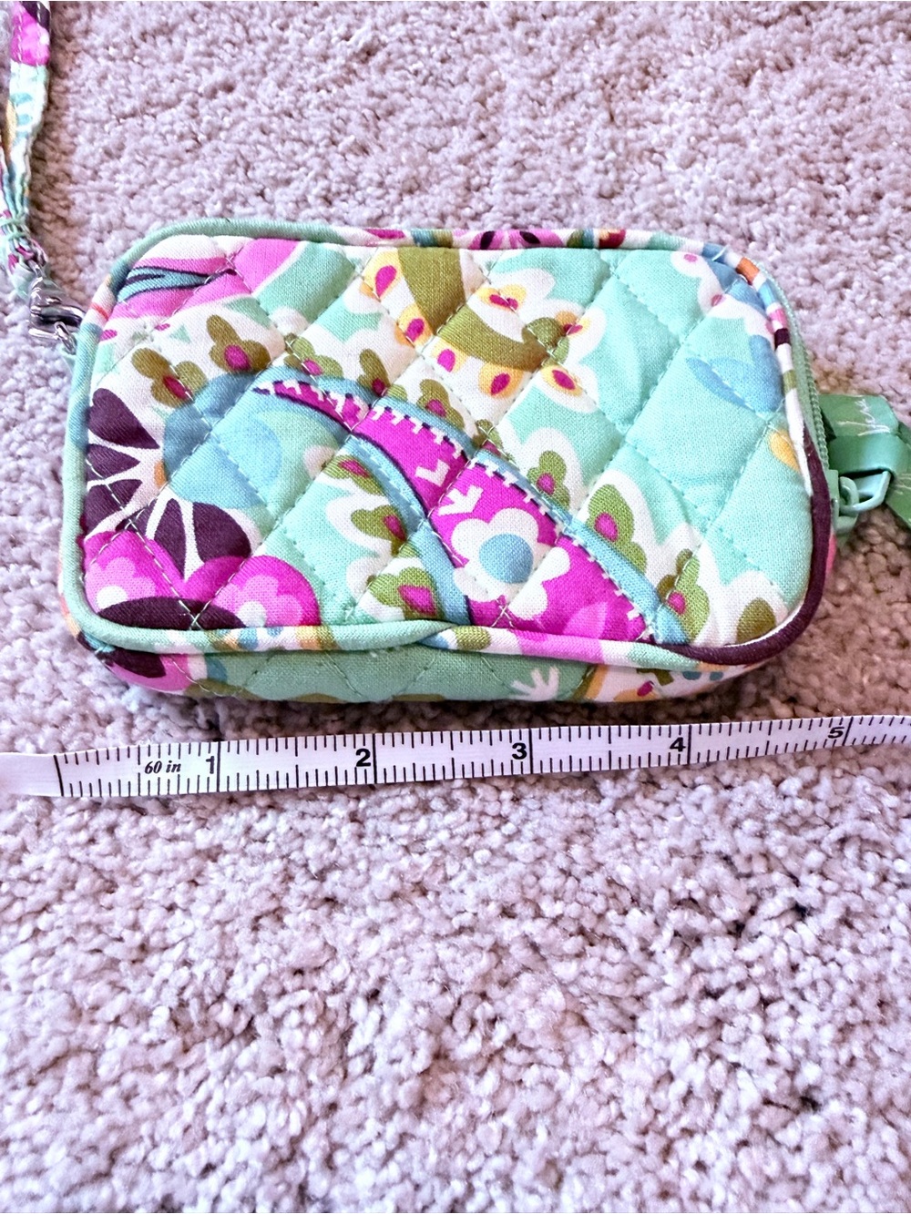 Vera Bradley Quilted Floral Wristlet - Mint, Pink & Aqua